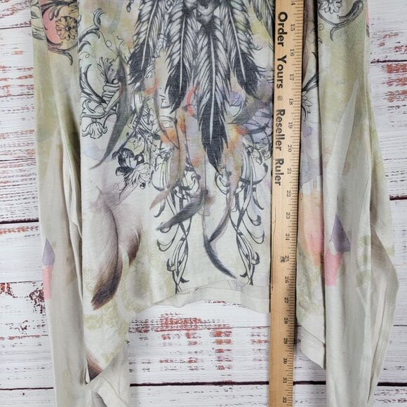 Y2K Dreamcatcher Womens Top Size L Short Sleeve Wings Feathers Made In USA - Picture 2 of 9